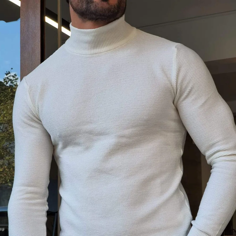 Classic Contemporary Slim Fit Cotton Turtleneck Sweater