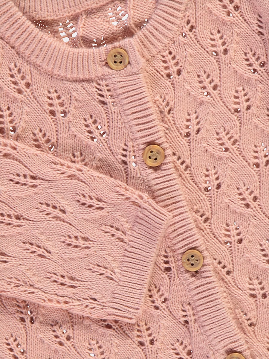 Dusty Pink Leaf Soft Knit Cardigan detail 1