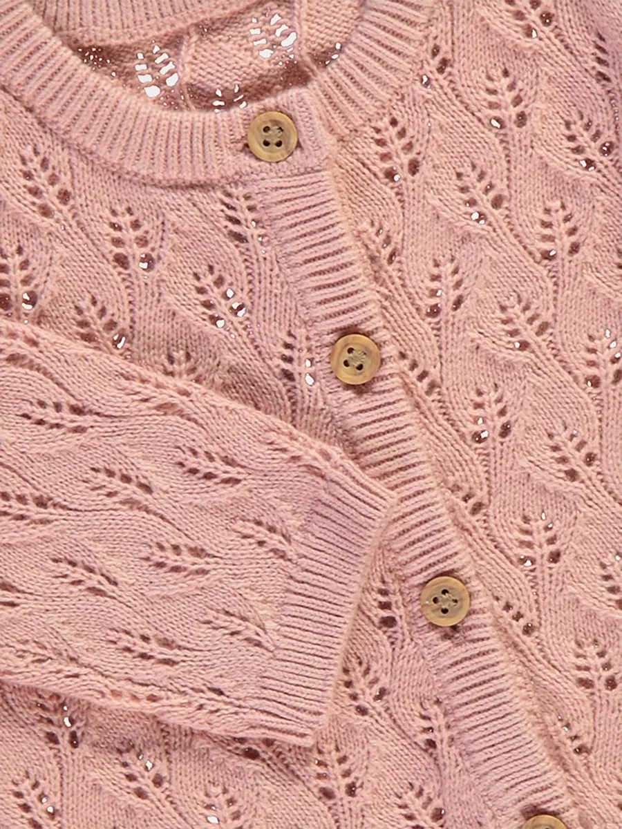 Dusty Pink Leaf Soft Knit Cardigan