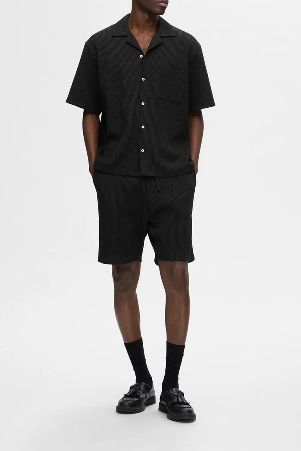 Casual Waffle Textured Co-ord Set Shorts