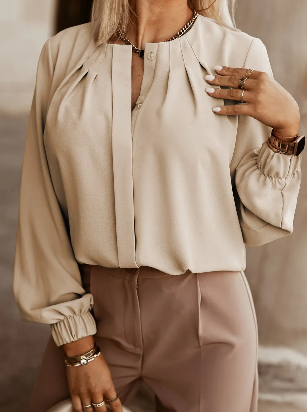 Crew Neck Shirt Blouse
