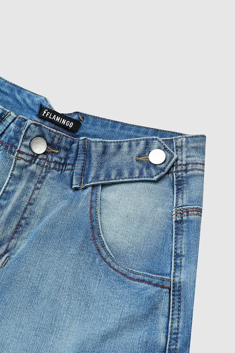 Flap Pocket Low Rise Capri Jeans