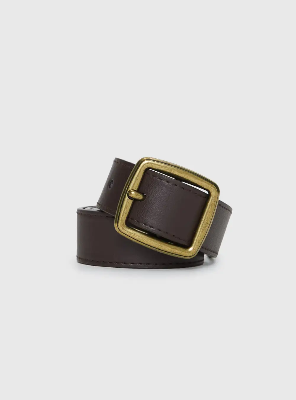 Defined Buckle Faux Leather Belt