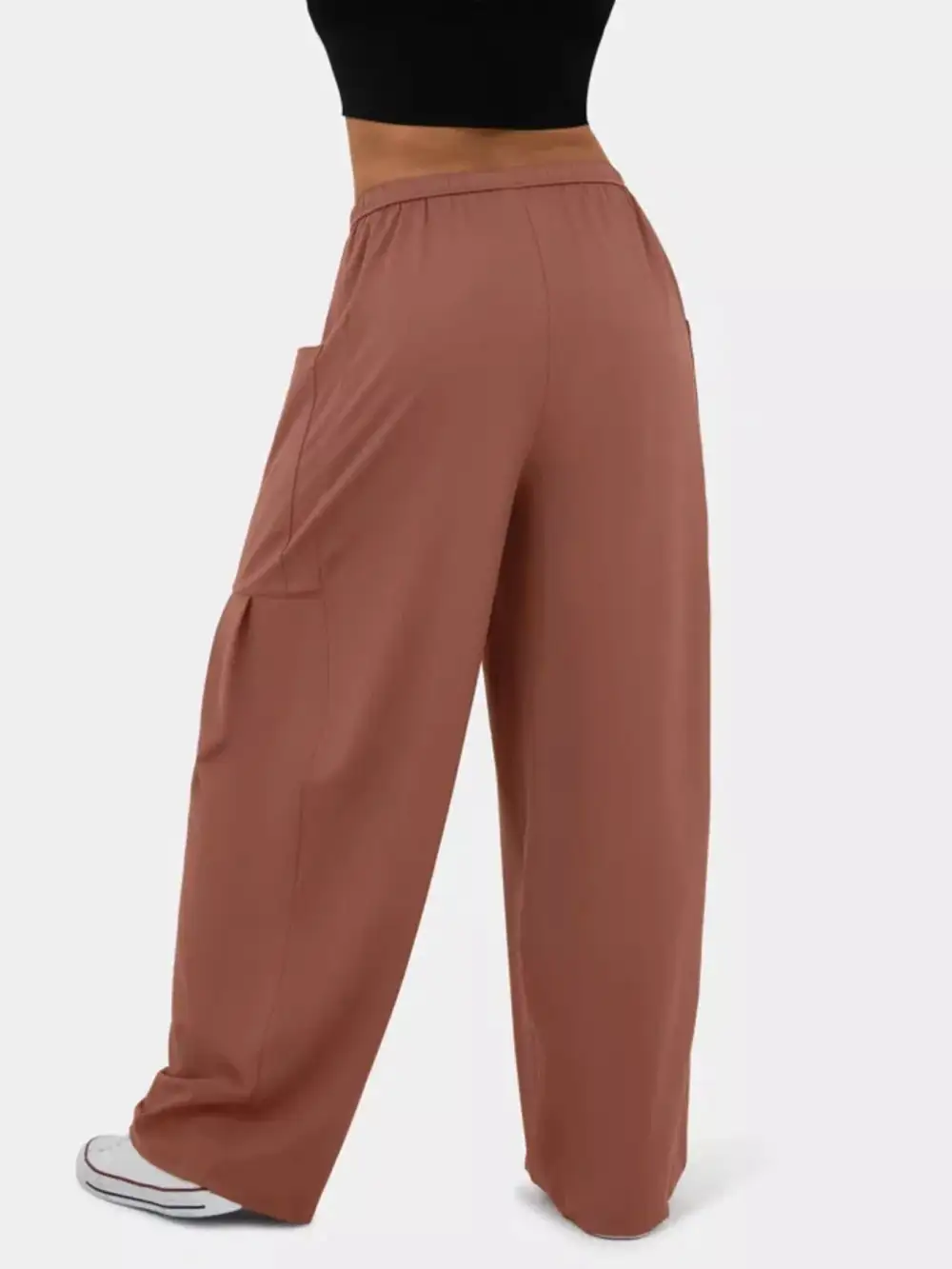High Waisted Drawstring Wide Leg Pants