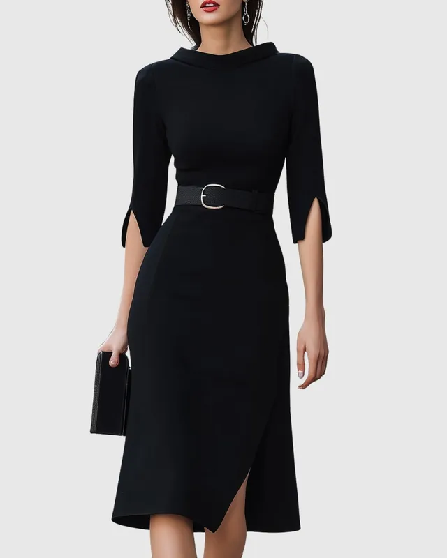 Classic Black Midi Dress