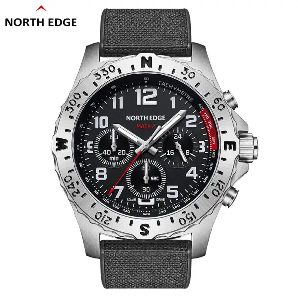 North Edge Quartz watch solar drive watch with triple chronograph MACH 2