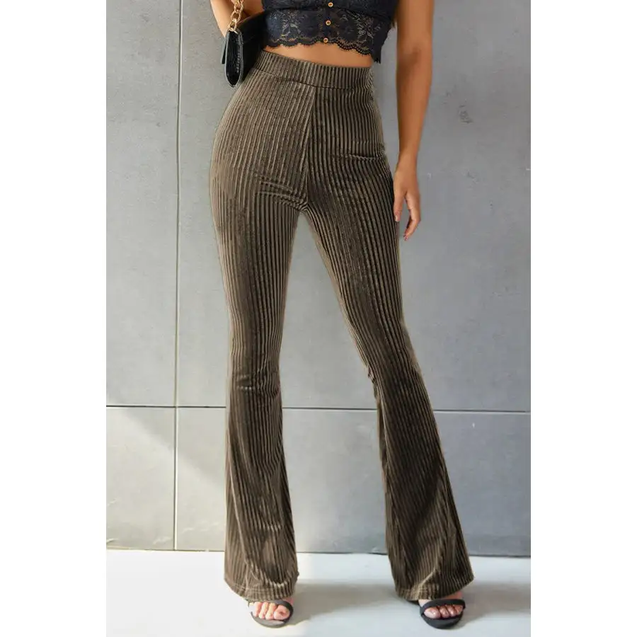 Ribbed High Waist Flare Pants