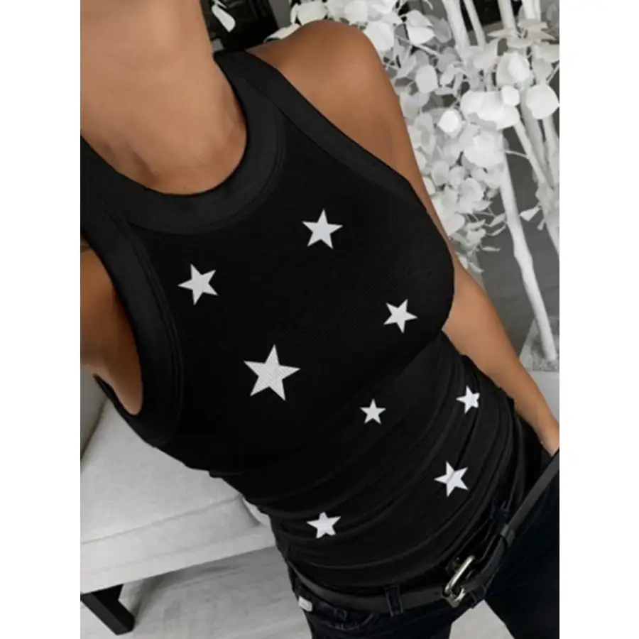 Full Size Star Round Neck Tank