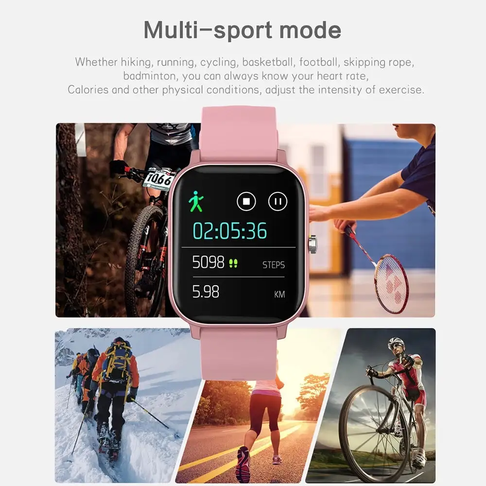 LIGE P8 Color Screen Smart Watch for Women and Men. Full Touch Fitness Tracker Blood Pressure Smart Clock Women Smartwatch
