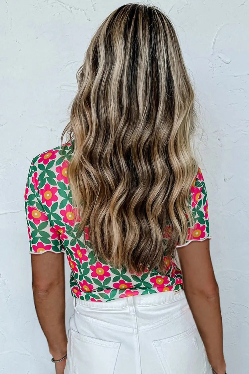Fiery Red Retro Floral Print