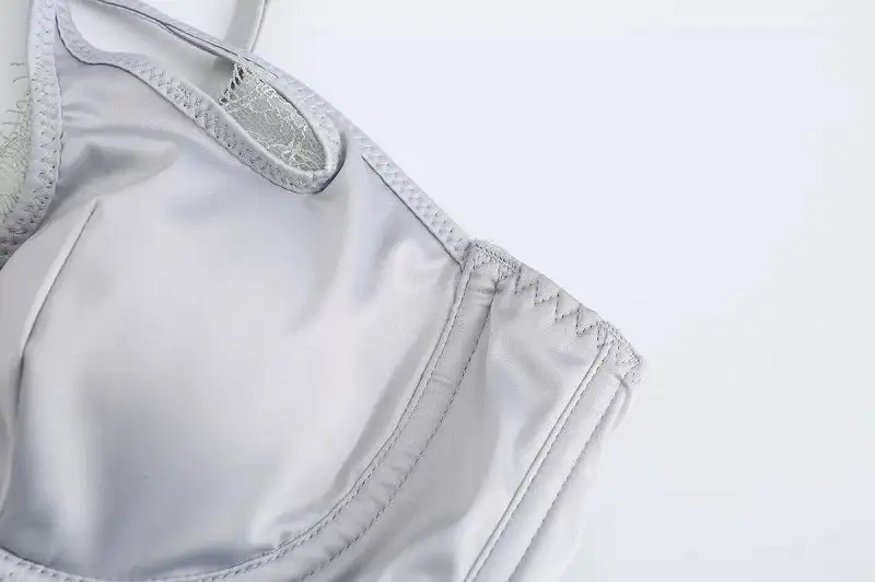 Satin Hollow Lace Bra And Panty Set
