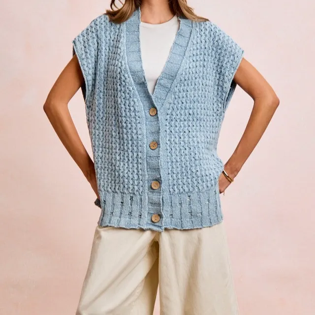 Button Front Oversized Dropped Shoulder Cardigan