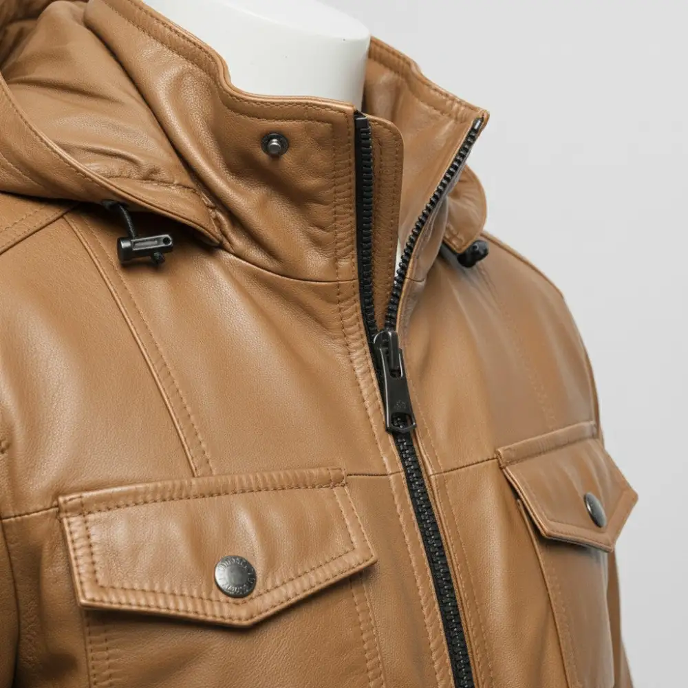 Lambskin Biker Hooded Jacket