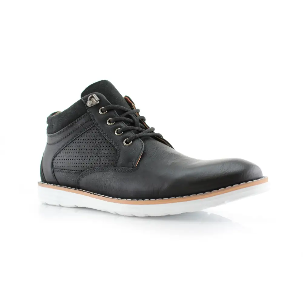 Structured Faux-Suede Suede Faux-Leather Chukka Boots