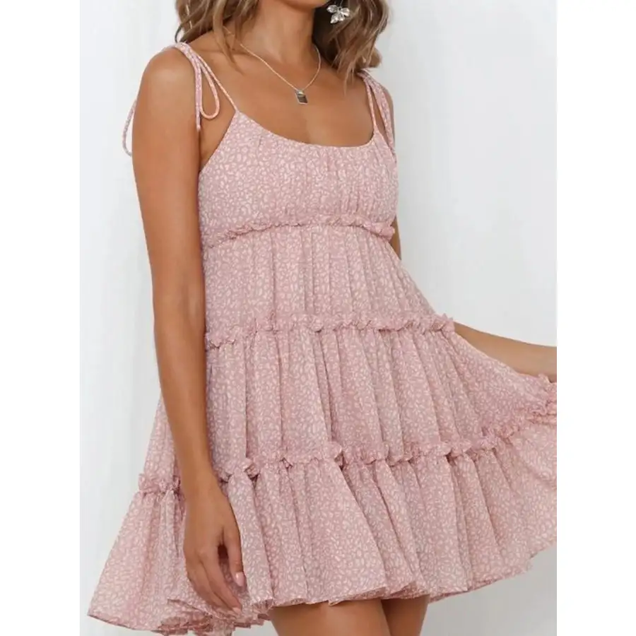 Tie-Strap Tiered Mini Dress