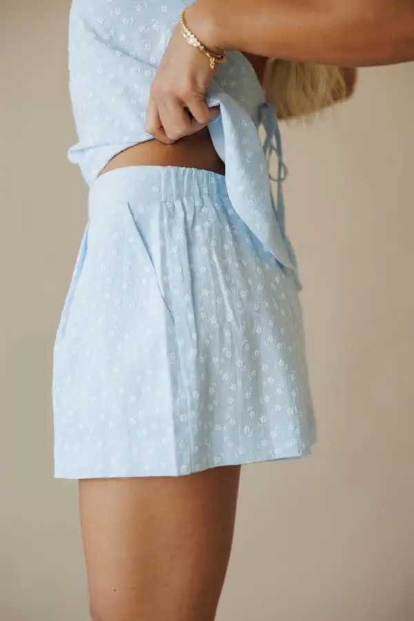 Cotton Floral Print Elastic Waist Casual Shorts