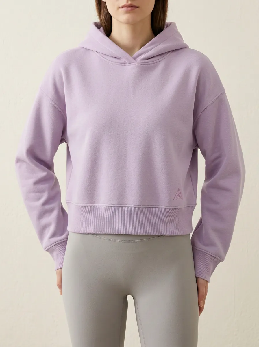 Women's Minimalist A1 Logo Solid Blue Cropped Hoodie