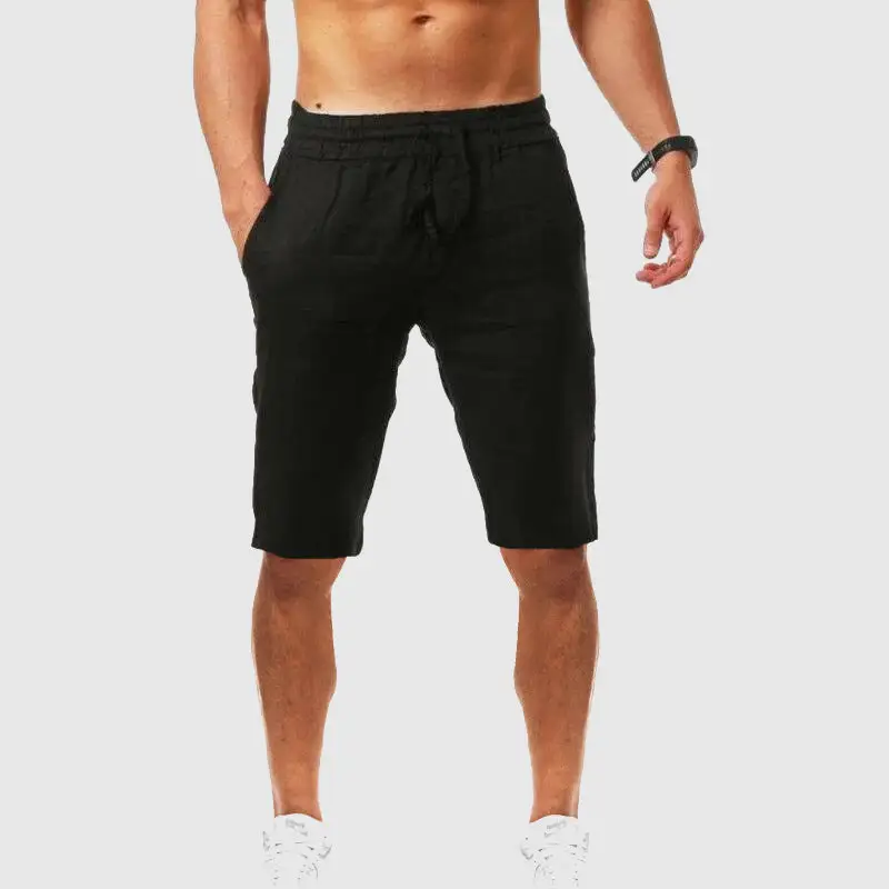 Men's Linen Elastic Waist Drawstring Shorts