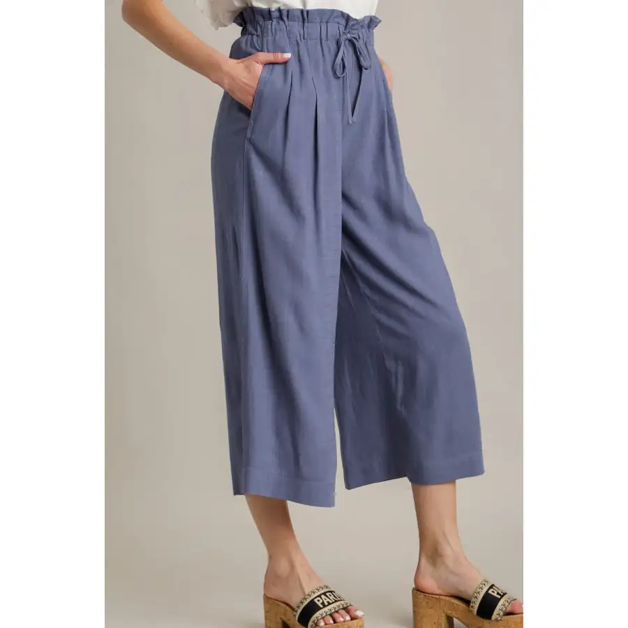 Full Size Linen Wide Fit Pants with Drawstring Plus Size