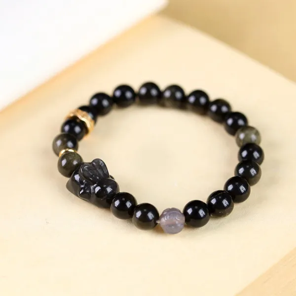Obsidian Cute Rabbit Bracelet