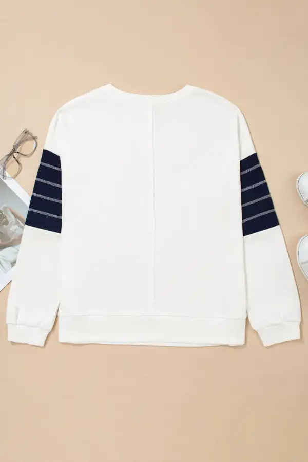 Pocket Detail Exposed Seam Drop Shoulder Sweatshirt