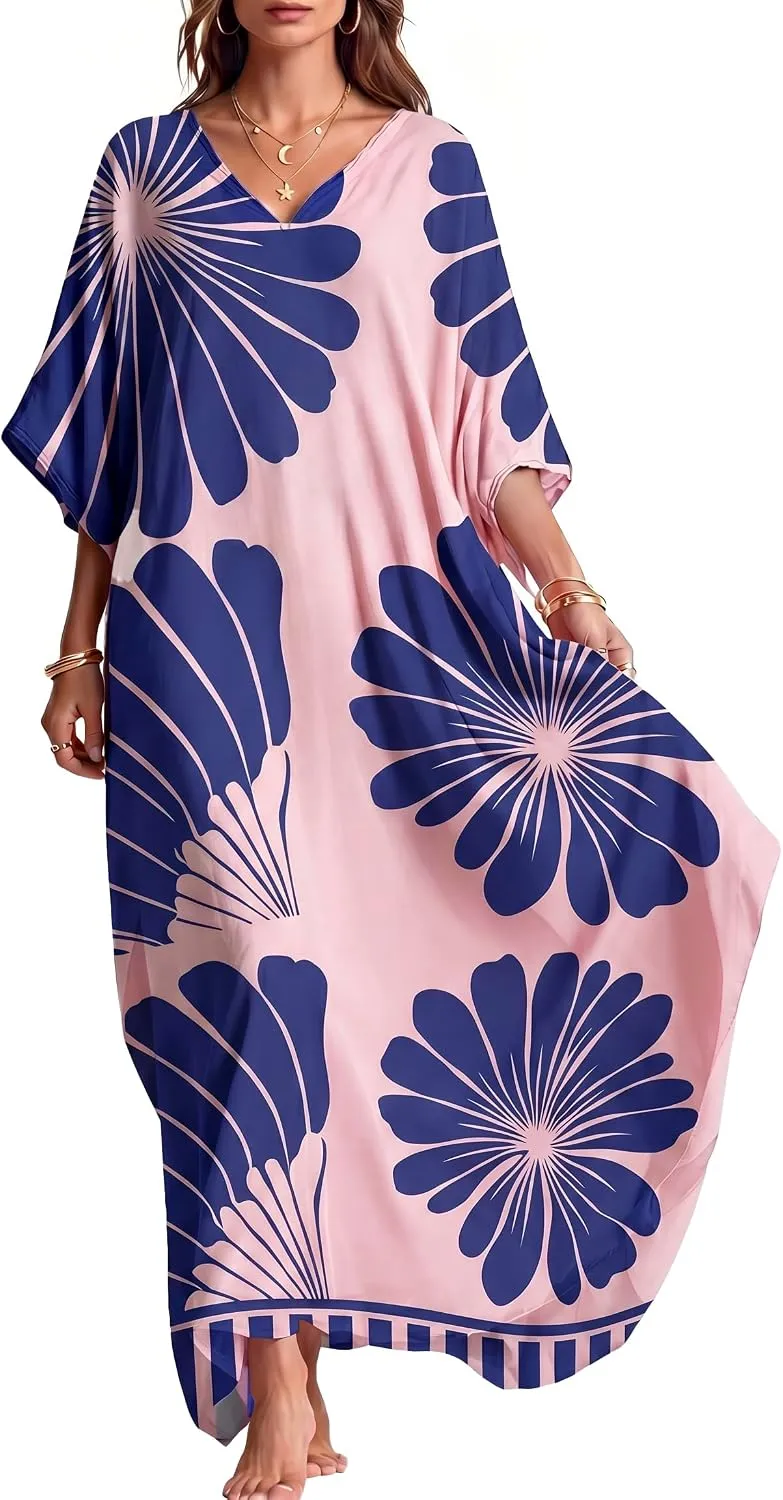 Women Moomoo Dress Beach Cover Ups for Women Long Kaftan Nightgown Muumuu Plus Size Caftan