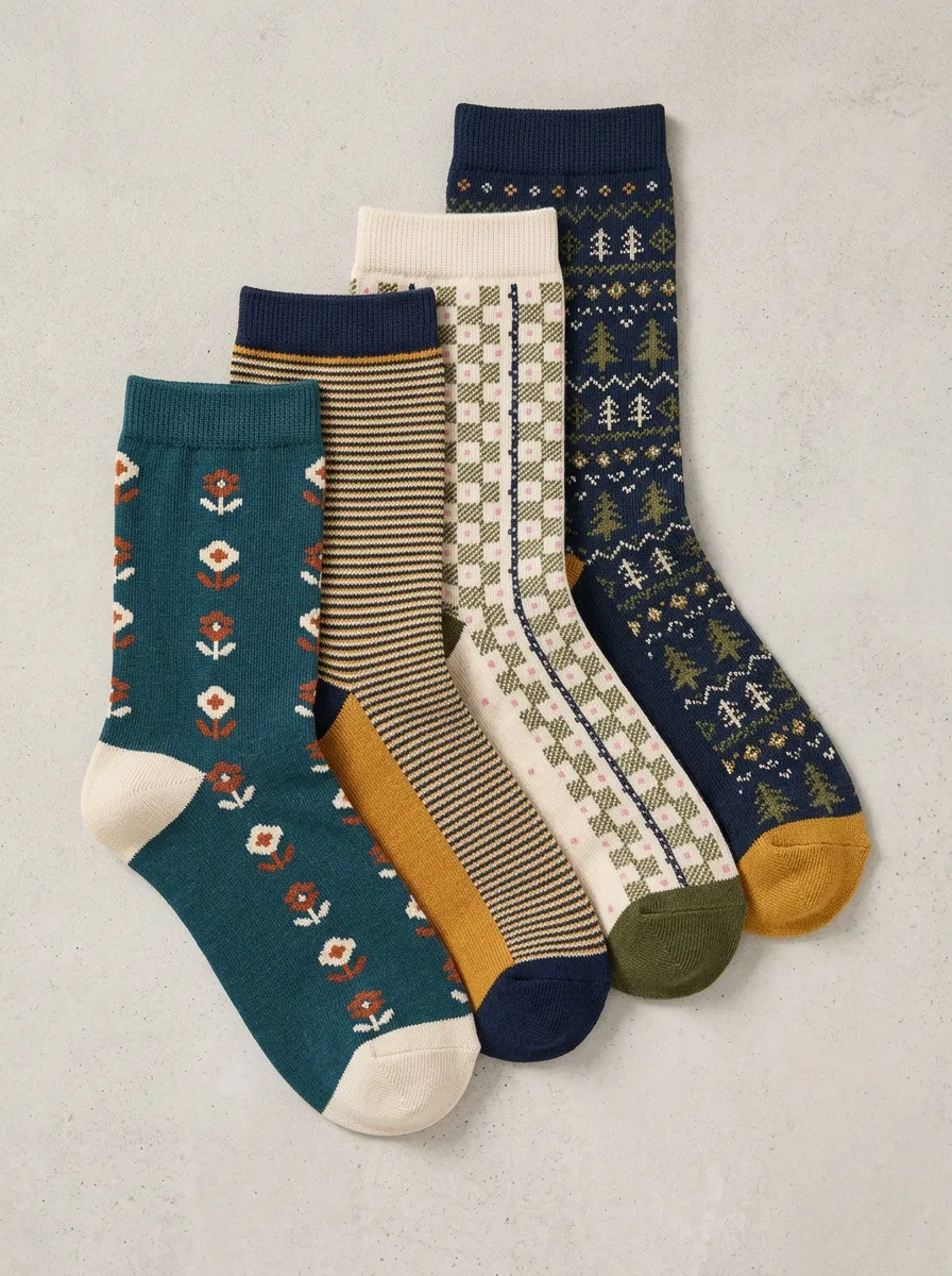 Women's Modern-Pattern Four Pair Socks