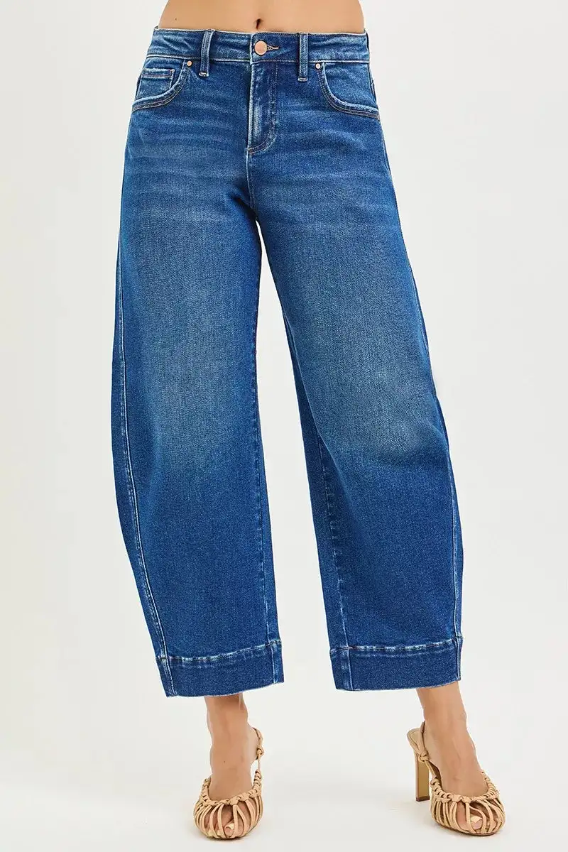 Mid Rise Barrel Leg Jeans