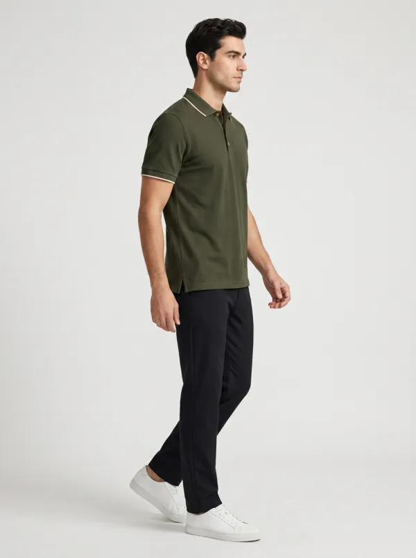 Modern Contrast-Trim Men's Polo Shirt