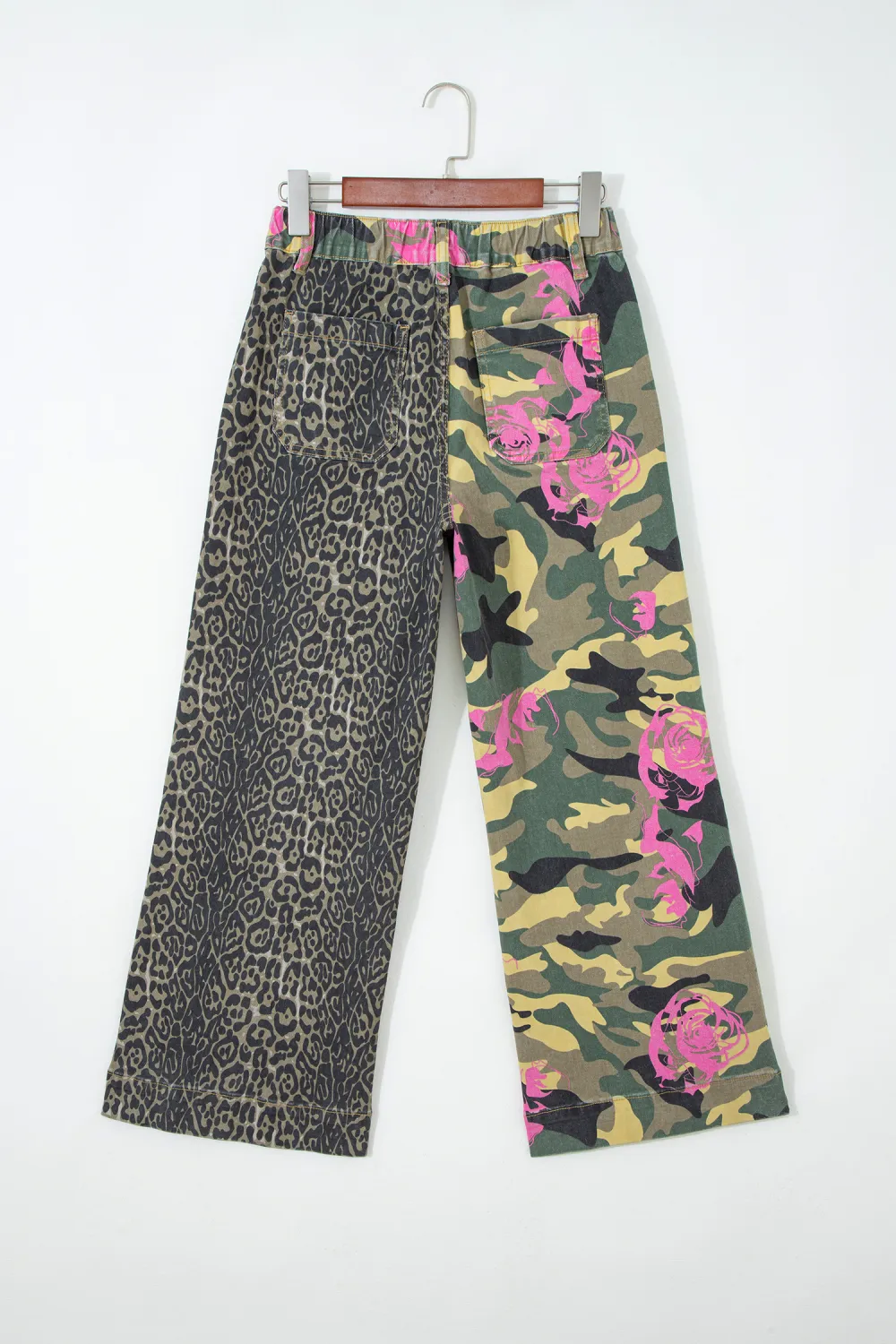 Mixed Print Straight Leg Jeans