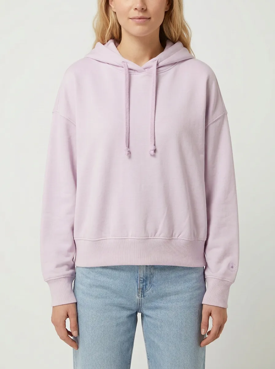 Women's Minimalist Solid Off-White Plain Printed Hoodie