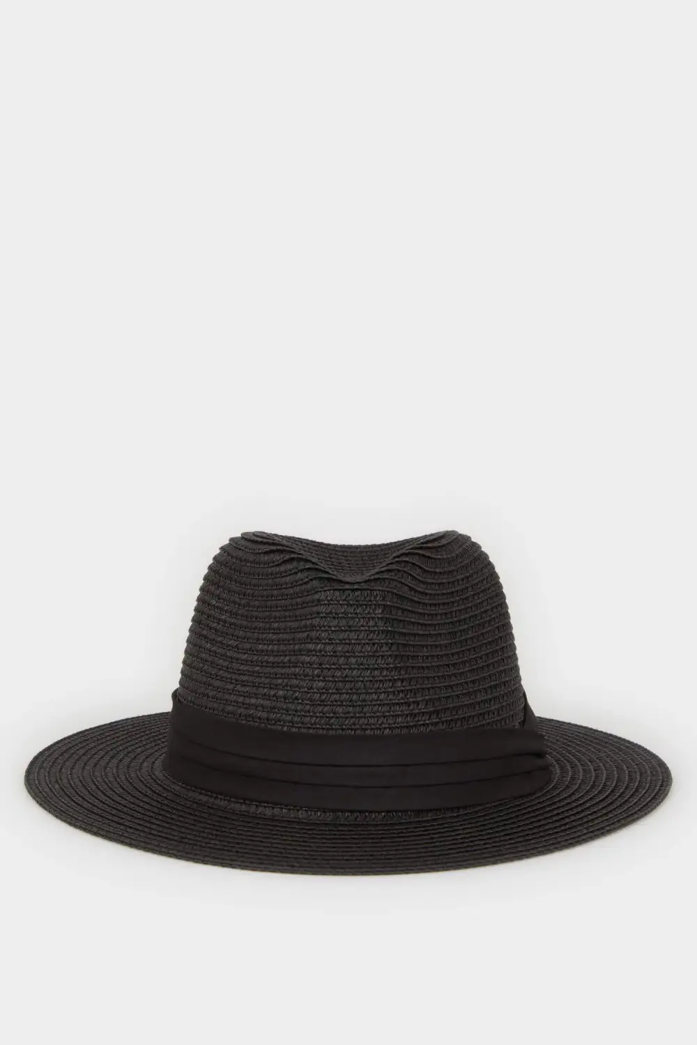 Ladies' Black Ribbon Woven Hat