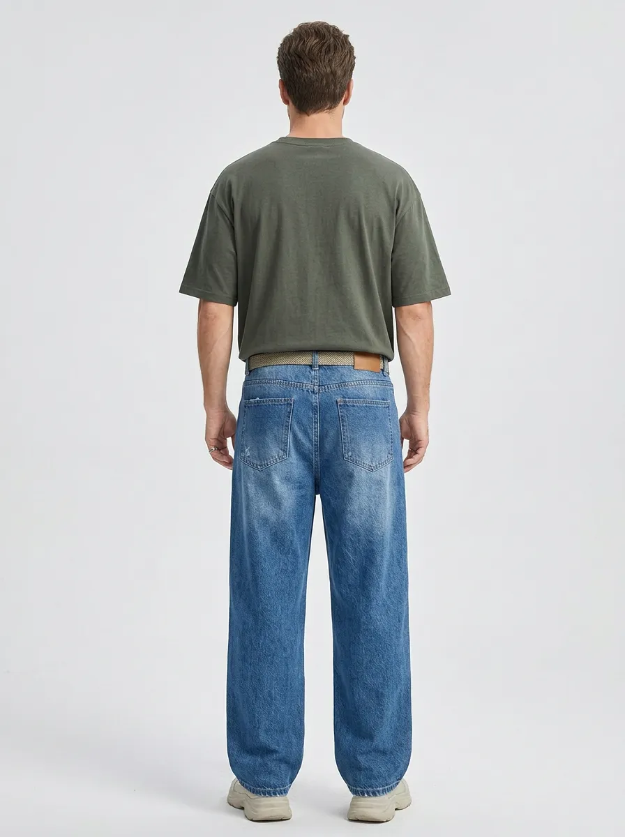 Men's Streetwear Graffiti Distressed Jeans