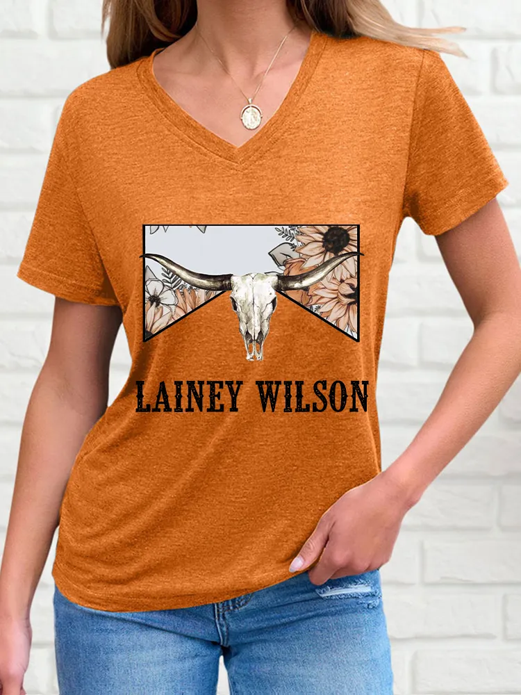 Woman's Simplicity V-Neck And Short Sleeves T-Shirt
