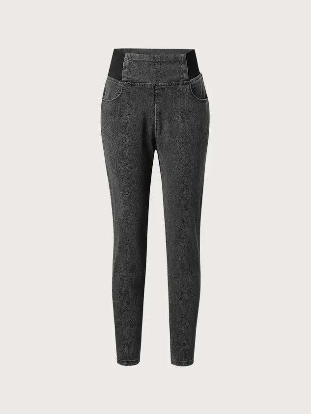 Women's Elasticity Waist Stretchy Loose Plain Denim Jeans