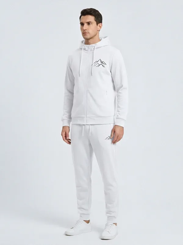Men's Mountain Graphic Zipper-Pocket Zip-Up Hoodie Jogger Set