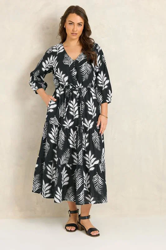Black Mono Print Maxi Dress detail 1