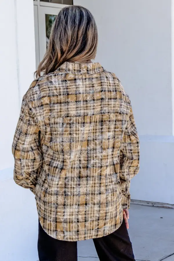 Women's Plaid Long Sleeve Button Front Blouse