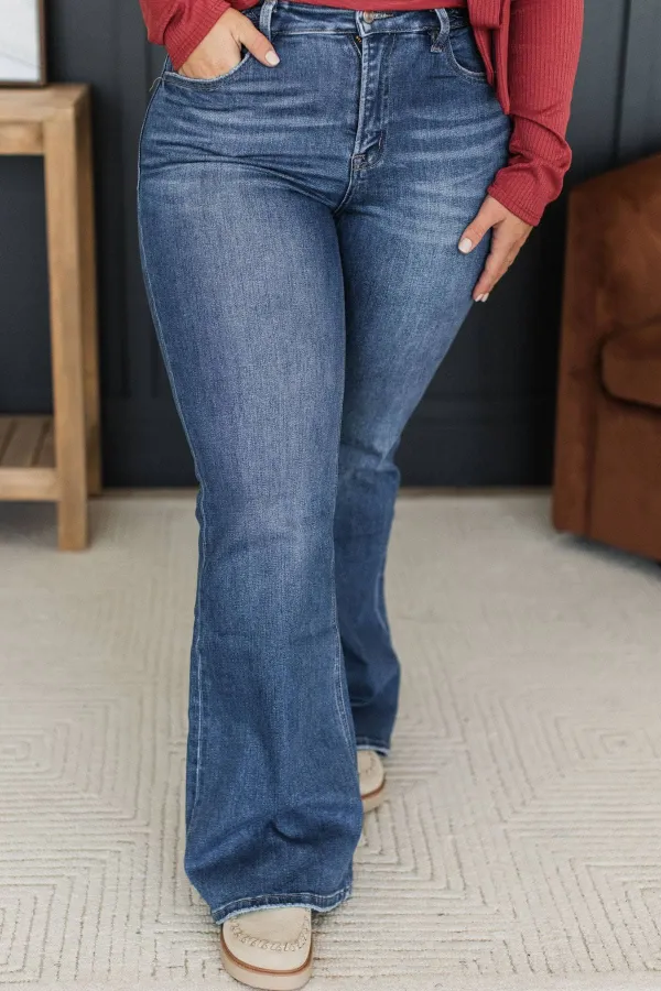High-Rise Braided Waist Flare Clean Finish Jeans