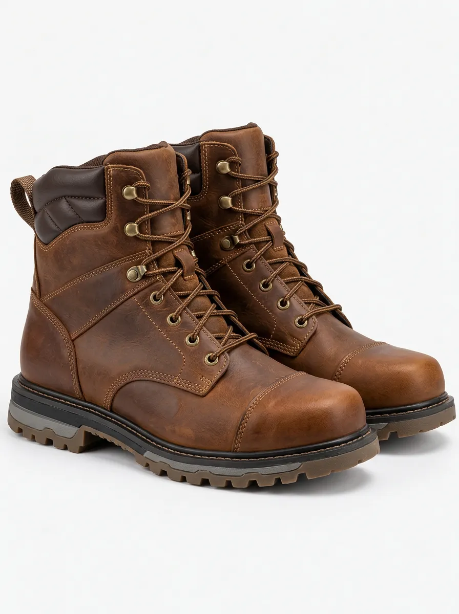 Men's Lace Up Work Boots with Waterproof Accents