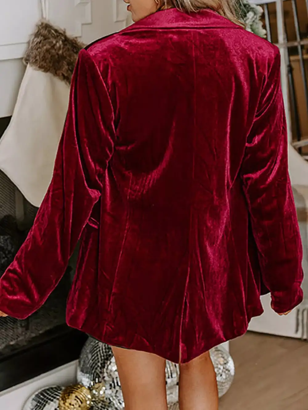 Everyday Velvet Lapel Collar Button Up Blazer