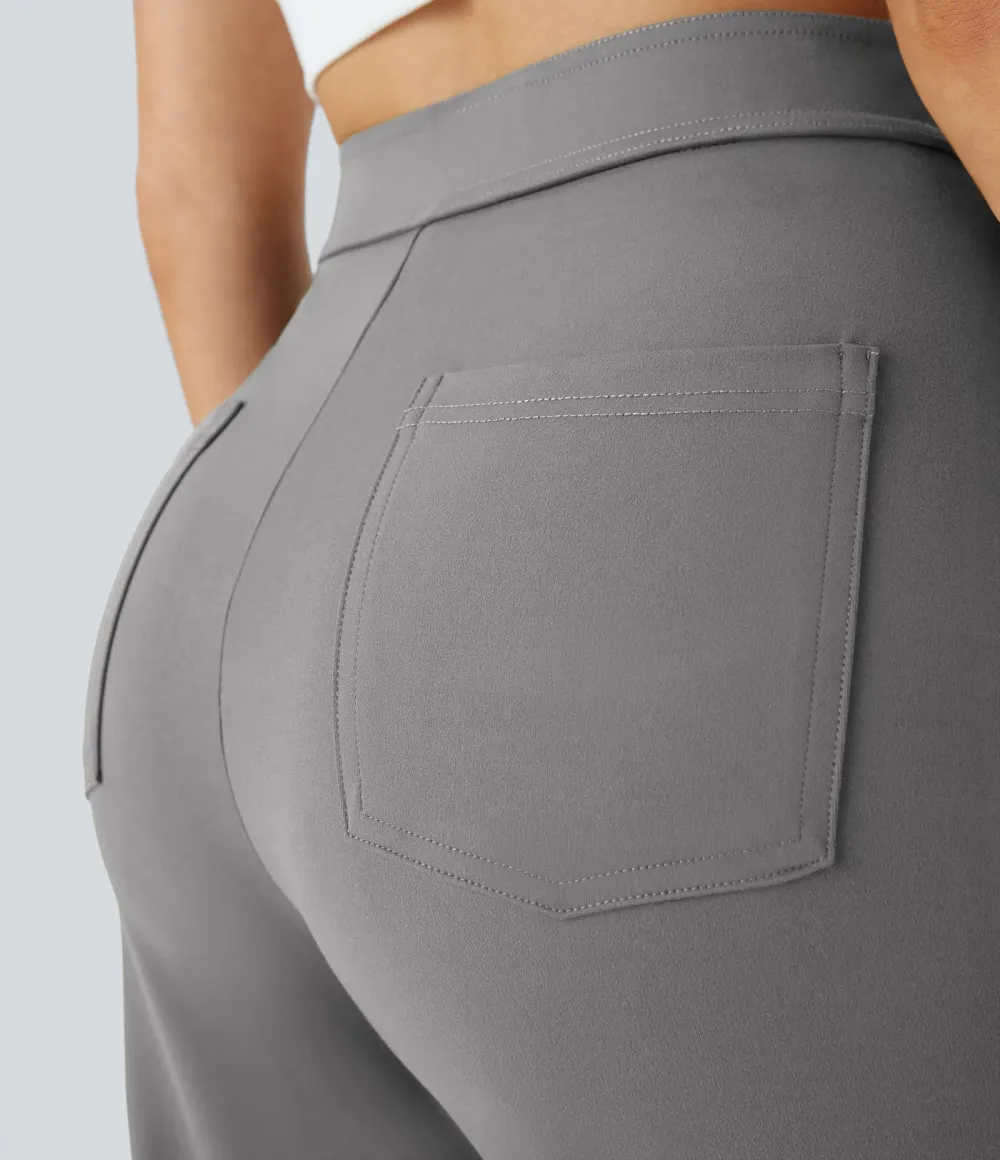 DayStretch High Waisted Pockets Straight Leg Casual Pants