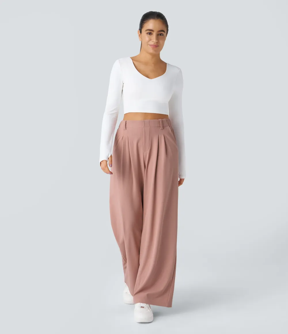 2026🔥  High Waisted Pocket Straight Leg Work Pants