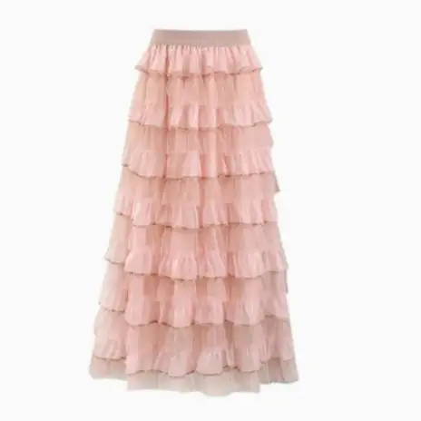 Layered Tulle Puffy Midi Skirt