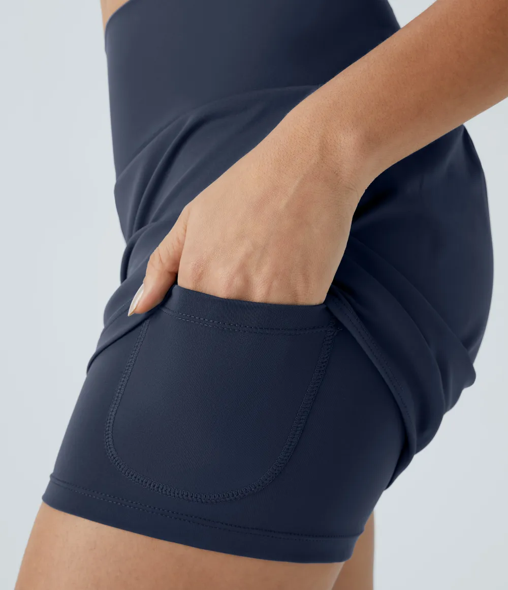 2026🔥 UK Super High Waisted Back Pocket & Side Hidden Pocket 2-in-1 Yoga Shorts