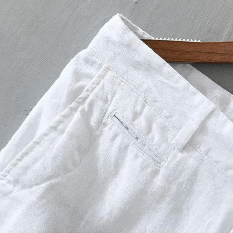 Drawstring Linen Blend Shorts