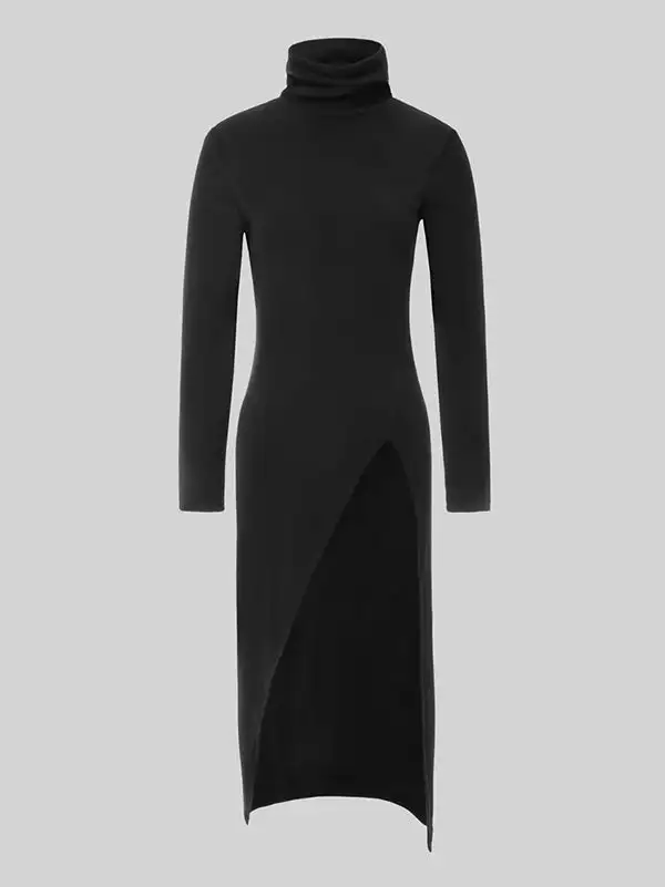 Women's Split-Hem High-Neck Blouse
