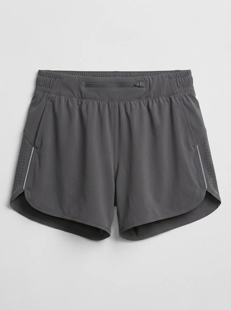 Women's Athletic Running Grey Zipper Pocket Printed Shorts