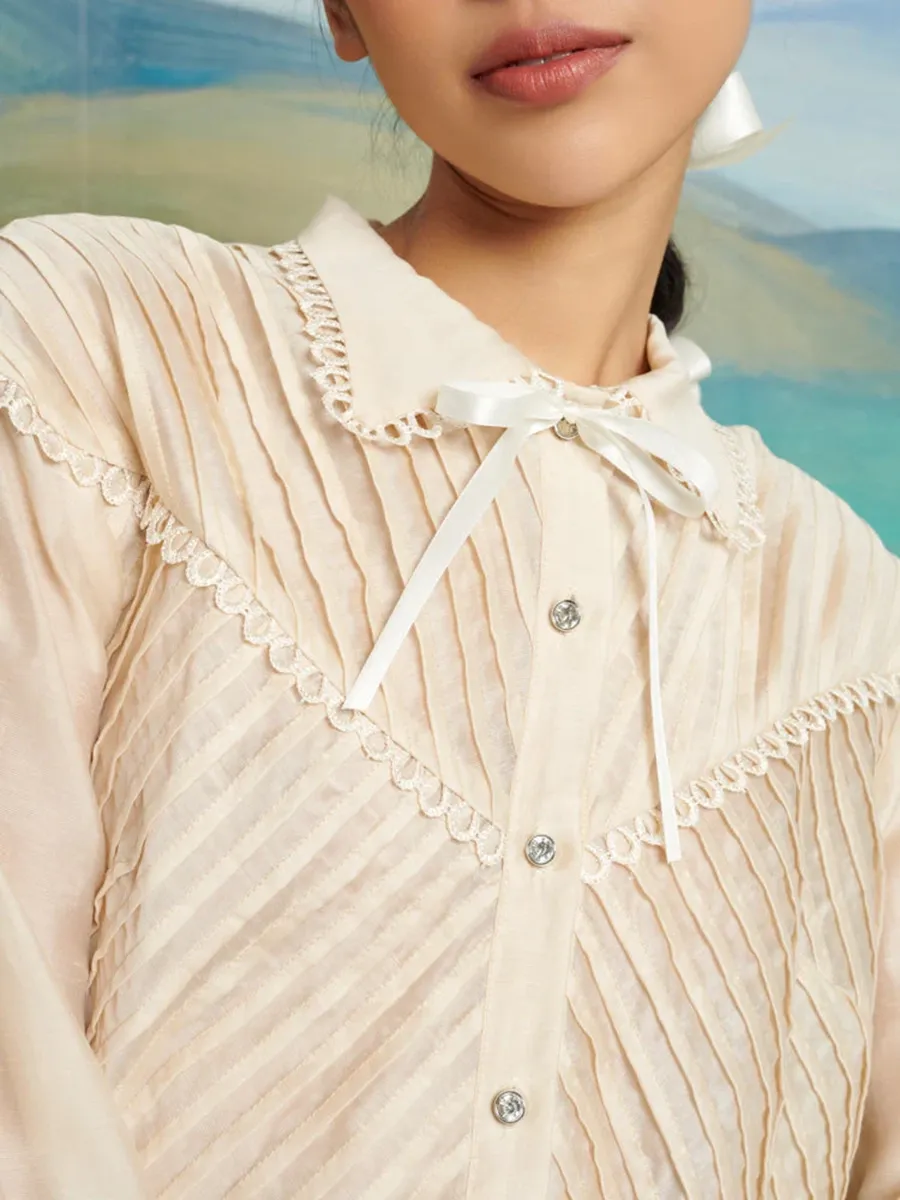 Casual Lace Ruffle Blouse