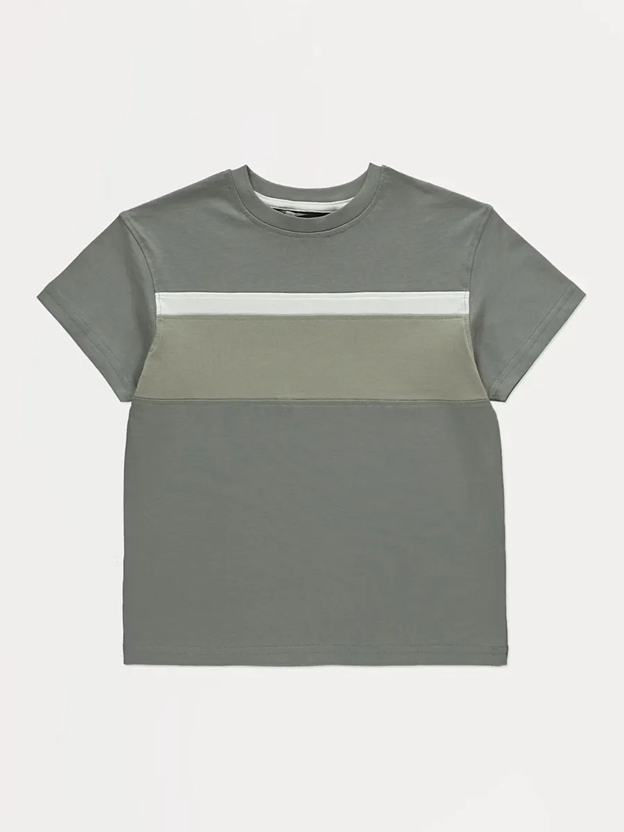 Khaki Colour Block T Shirt